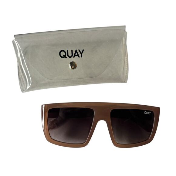 Quay Australia Get in Line Sunglasses Milky Caramel Brown - Picture 2 of 4